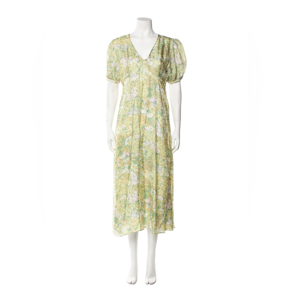 Rouje green floral print maxi/ midi dress